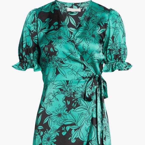 Chelsea28 Teal Floral Midi wrap Dress Small S - Picture 2 of 12